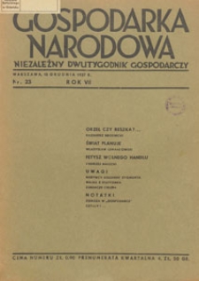 Gospodarka Narodowa : niezależny dwutygodnik gospodarczy, 1937.12.15 nr 23