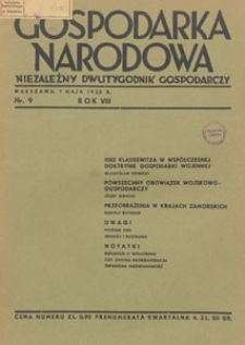 Gospodarka Narodowa : niezależny dwutygodnik gospodarczy, 1938.05.01 nr 09