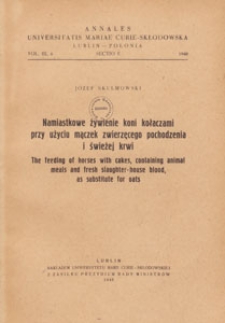 Roczniki Uniwersytetu Marii Curie-Skłodowskiej w Lublinie. Dział E, Nauki Rolnicze, 1948 nr 4