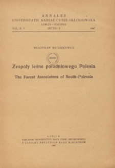 Roczniki Uniwersytetu Marii Curie-Skłodowskiej w Lublinie. Dział E, Nauki Rolnicze, 1947 nr 5