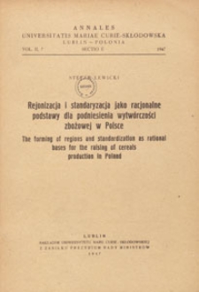 Roczniki Uniwersytetu Marii Curie-Skłodowskiej w Lublinie. Dział E, Nauki Rolnicze, 1947 nr 7