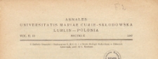 Roczniki Uniwersytetu Marii Curie-Skłodowskiej w Lublinie. Dział E, Nauki Rolnicze, 1947 nr 10