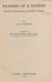 Murder of a nation : German destruction of Polish culture