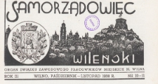 Samorządowiec Wileński : organ Związku Zawodowego Pracowników Miejskich m. Wilna, 1938.10-11 nr 10-11
