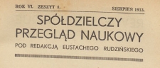 Spółdzielczy Przegląd Naukowy, 1933.08 z 8
