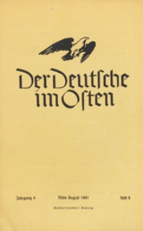 Der Deutsche im Osten : Monatsschrift für Kultur, Politik und Unterhaltung, 1941 H. 8