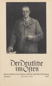 Der Deutsche im Osten : Monatsschrift für Kultur, Politik und Unterhaltung, 1938 H. 8