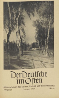 Der Deutsche im Osten : Monatsschrift für Kultur, Politik und Unterhaltung, 1938 H. 12