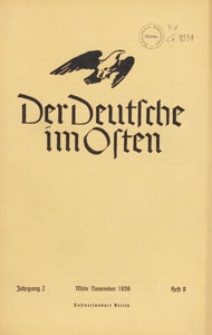 Der Deutsche im Osten : Monatsschrift für Kultur, Politik und Unterhaltung, 1939 H. 9