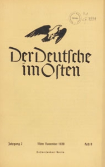 Der Deutsche im Osten : Monatsschrift für Kultur, Politik und Unterhaltung, 1939 H. 9