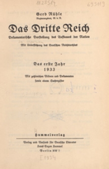 Das Dritte Reich. [1], Das erste Jahr 1933