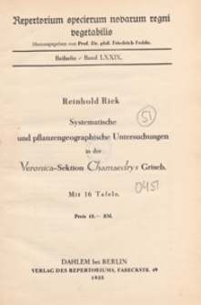 Repertorium Specierum Novarum Regni Vegetabilis : Beihefte, 1935 Bd 79