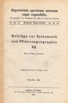 Repertorium Specierum Novarum Regni Vegetabilis : Beihefte, 1935 Bd 81