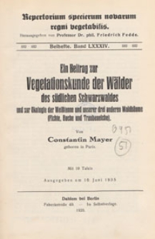 Repertorium Specierum Novarum Regni Vegetabilis : Beihefte, 1935 Bd 84