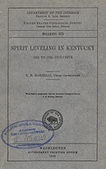 Bulletin 673. Spirit Leveling in Kentucky 1914 to 1916, inclusive