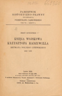 Księga wojskowa Krzysztofa Radziwiłła hetmana polnego litewskiego 1618-1622
