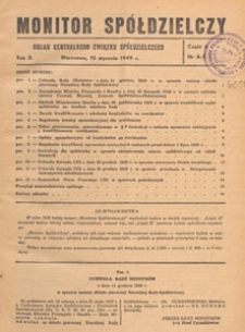 Monitor Spółdzielczy : oficjalny organ Centralnego Związku Spółdzielczego, 1949.01.25 nr 2