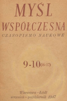 Myśl Współczesna : czasopismo naukowe, 1947.09-10 nr 9-10
