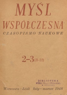 Myśl Wsp&oacute;łczesna : czasopismo naukowe, 1948.02-03 nr 2-3