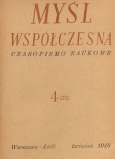 Myśl Wsp&oacute;łczesna : czasopismo naukowe, 1948.04 nr 4