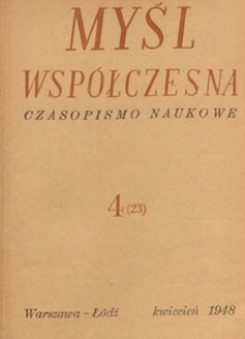 Myśl Współczesna : czasopismo naukowe, 1948.04 nr 4