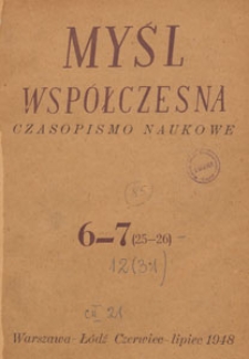 Myśl Wsp&oacute;łczesna : czasopismo naukowe, 1948.06-07 nr 6-7