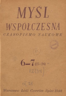 Myśl Współczesna : czasopismo naukowe, 1948.06-07 nr 6-7