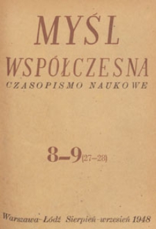 Myśl Wsp&oacute;łczesna : czasopismo naukowe, 1948.08-09 nr 8-9