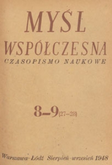 Myśl Współczesna : czasopismo naukowe, 1948.08-09 nr 8-9