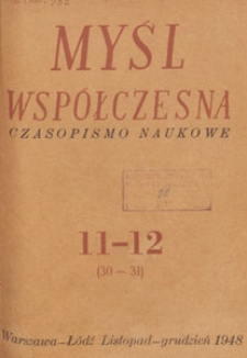 Myśl Wsp&oacute;łczesna : czasopismo naukowe, 1948.11-12 nr 11-12