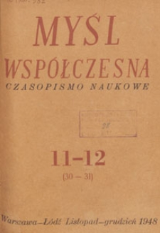 Myśl Współczesna : czasopismo naukowe, 1948.11-12 nr 11-12