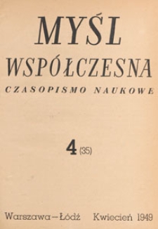 Myśl Wsp&oacute;łczesna : czasopismo naukowe, 1949.04 nr 4