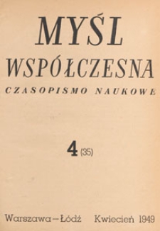 Myśl Współczesna : czasopismo naukowe, 1949.04 nr 4