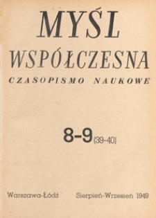 Myśl Wsp&oacute;łczesna : czasopismo naukowe, 1949.08-09 nr 8-9
