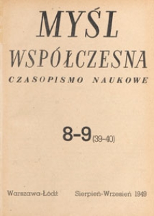Myśl Współczesna : czasopismo naukowe, 1949.08-09 nr 8-9