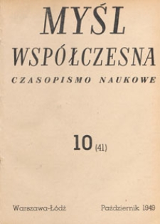 Myśl Współczesna : czasopismo naukowe, 1949.10 nr 10