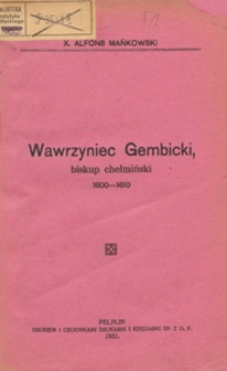 Wawrzyniec Gembicki, biskup chełmiński 1600-1610