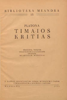 Platona Timaios ; Kritias