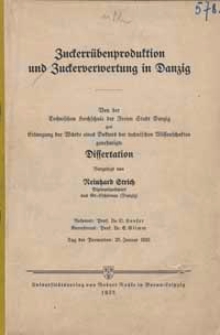 Zuckerrübenproduktion und Zuckerverwertung in Danzig