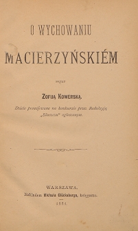 O wychowaniu macierzyńskiém