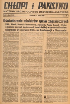 Chłopi i Państwo : tygodnik społeczno-polityczny, 1948.07.04 nr 27