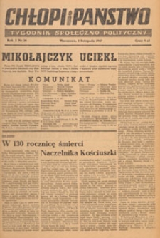 Chłopi i Państwo : tygodnik społeczno-polityczny, 1947.11.02 nr 36