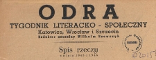 Odra : pismo literacko-społeczny, 1946, spis rzeczy za lata 1945 i 1946