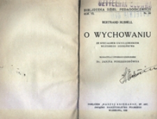 O wychowaniu : ze specjalnem uwzględnieniem wczesnego dzieciństwa