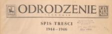 Odrodzenie : tygodnik, spis treści 1944-1946