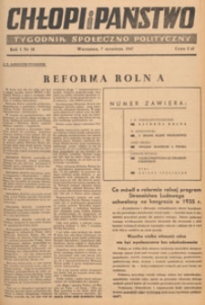 Chłopi i Państwo : tygodnik społeczno-polityczny, 1947.09.28 nr 31