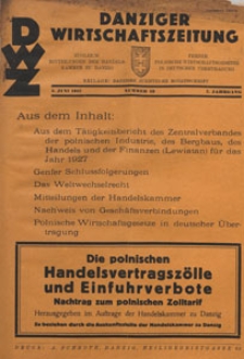 Danziger Wirtschaftszeitung, 1927.06.03 nr 22