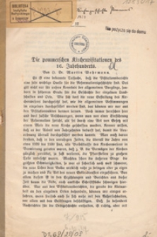 Die pommerschen Kirchenvisitationen des 16. Jahrhunderts