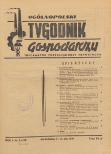 Ogólnopolski Tygodnik Gospodarczy : informator przedsiębiorcy prywatnego, 1949.08.28 nr 23