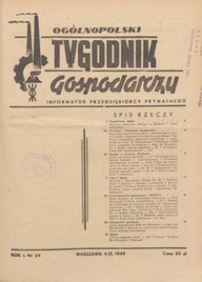 Ogólnopolski Tygodnik Gospodarczy : informator przedsiębiorcy prywatnego, 1949.09.11 nr 25
